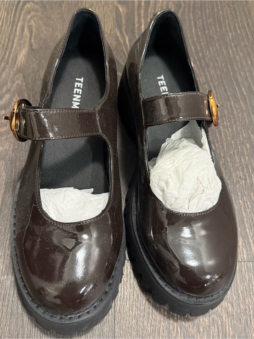 Women's Dark Brown Patent Mary Jane Loafers